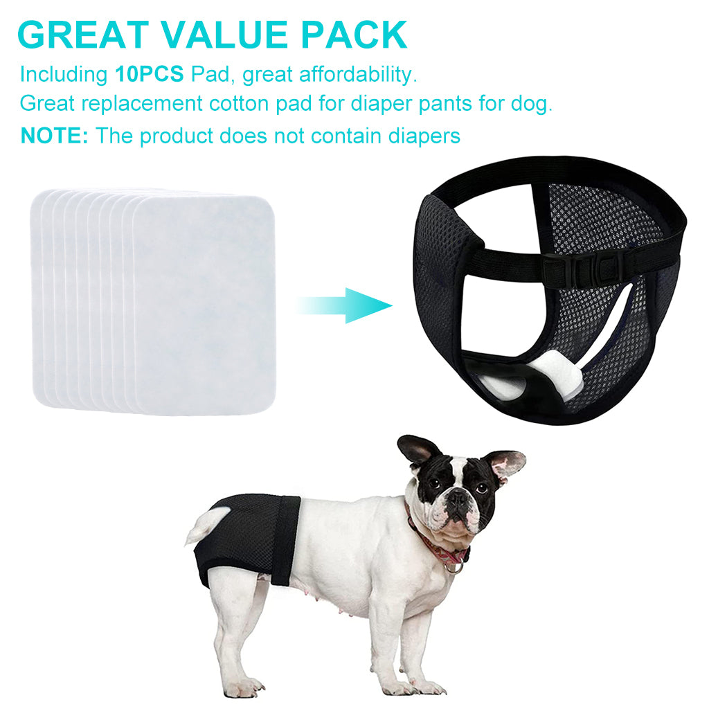 10pcs Replacement Absorption Cotton Pads for Female Dog Diaper Breathable Comfort Cotton Pad for Cocker Spaniel, French Bulldog, Shepherd, Golden Retriver, Size L, 13 * 13 * 2cm