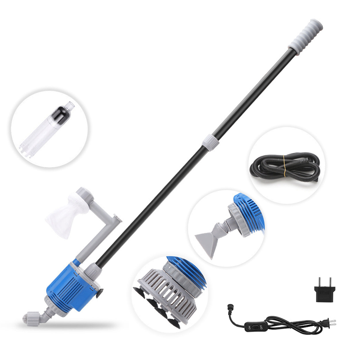 Qpets® Electric Fish Tank Cleaner, Automatic Siphon Vacuum Cleaner Kit,  Aquarium Gravel Cleaner 20W Aquarium Vacuum for Aquarium Cleaning, Changing