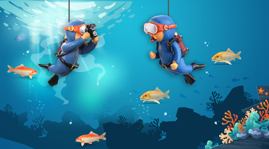 Qpets® 2 Pcs Aquarium Floating Cartoon Diver