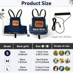 Qpets Bird Flight Harness with Leash, L, 24cm Back Girth, Denim Vest for Large Parrots