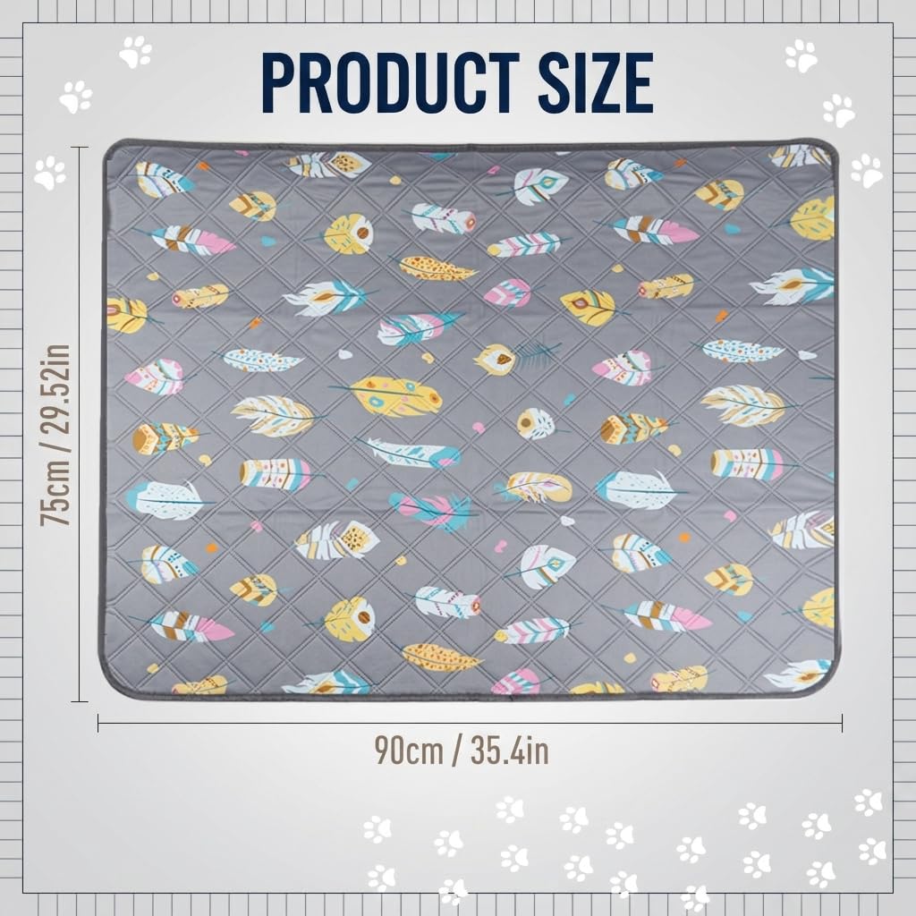 Qpets Washable Dog Pee Pad with 90x75cm Size, Absorbent Core and Waterproof TPU Backing