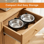 Qpets 2-Pack Stainless Steel and PP Pet Bowls with Weighted Anti-Tip Bases for Cats and Dogs