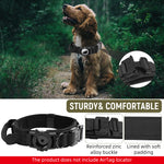 Qpets® Tactical Dog Collar with AirTag Holder, 2 in 1 AirTag Dog Collar with Handle & D Ring, Anti-lost Intergrated AirTag Holder Design Quick Release Buckle Nylon Dog Collar (Neck Size 50-63CM)