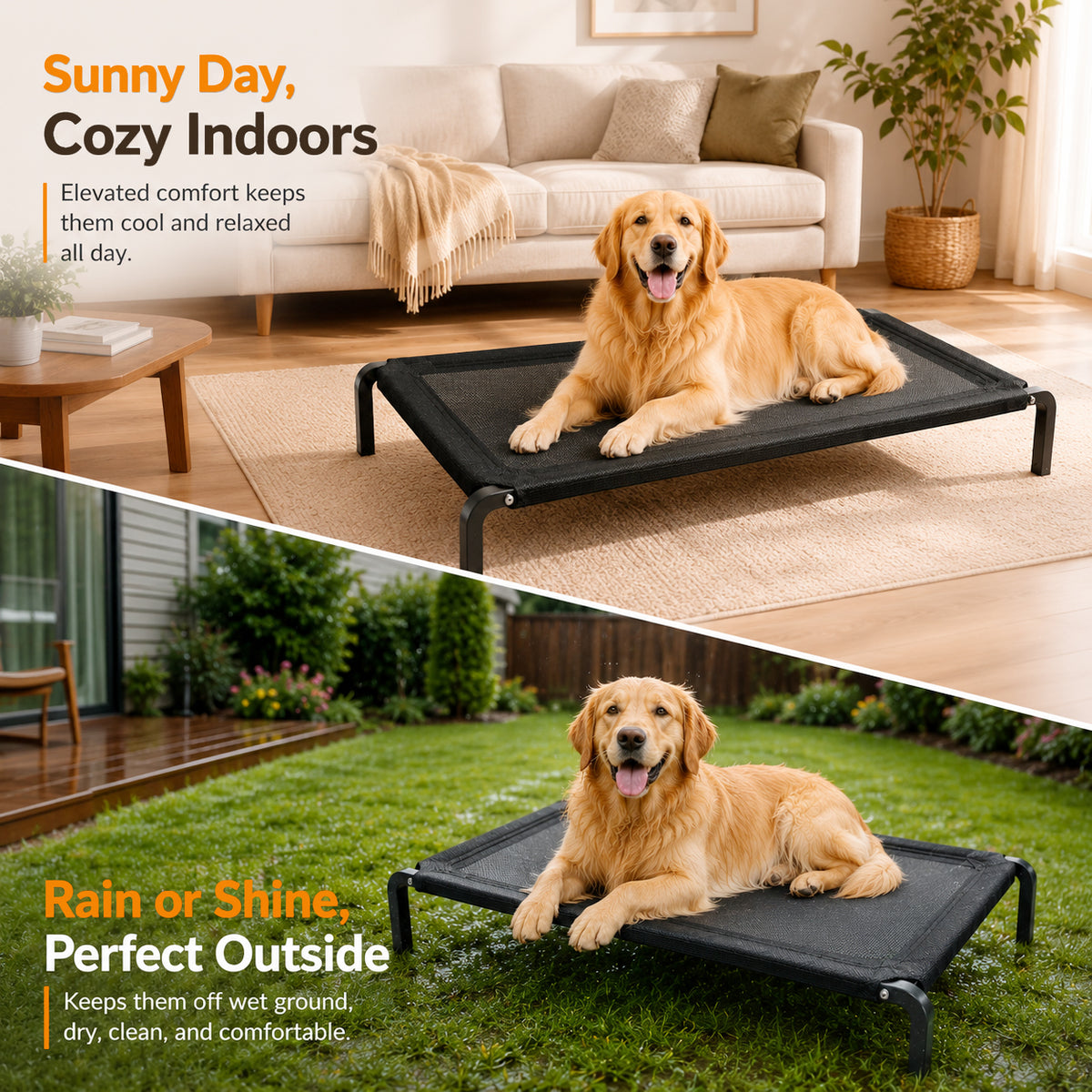 Qpets Elevated Dog Bed for Large Dogs and Cats, Breathable Mesh