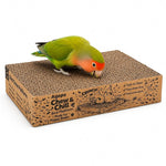 Qpets Bird Chew Toy and Resting Perch Platform for Small Birds, Natural Cardboard Material