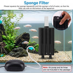 Qpets Aquarium Sponge Filter with Quiet Air-Powered Operation, Bio Balls and Two Sponges for Tanks