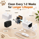 Qpets Cat Water Fountain Replacement Pump with LED Switch for 50oz, 95oz and 108oz Fountains