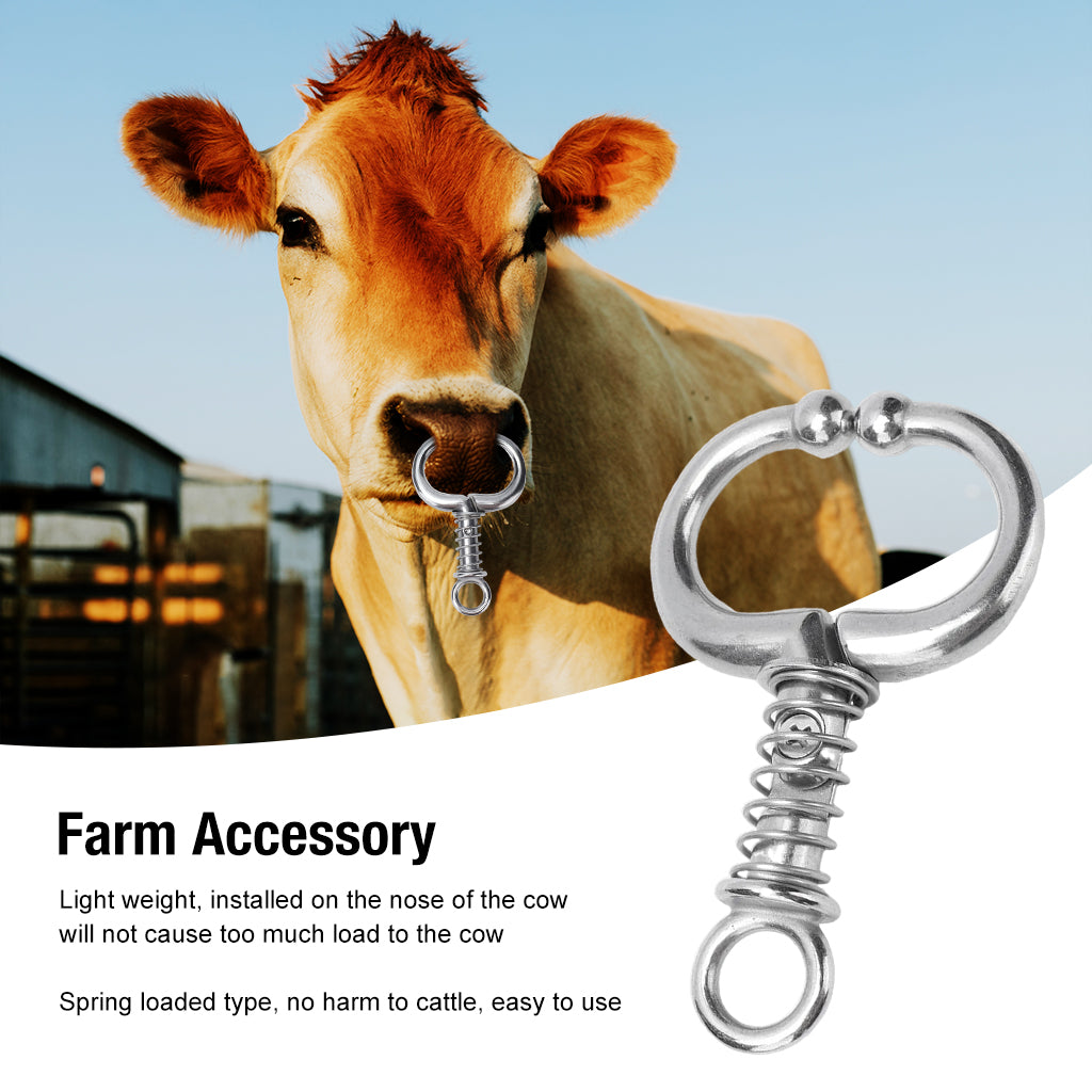 Qpets® Cattle Nose Ring No-piercing Bull Nose Ring Clip-on Cattle Nose Ring Stainless Steel Detachable Cattle Cows Nose Ring