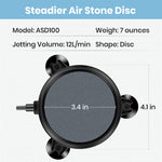 Qpets Aquarium Air Stone Diffuser with Fine Bubbles, 12cm Ceramic Disc and 3 Suction Cups