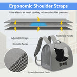 Qpets Foldable Pet Backpack Carrier with Breathable Mesh and Transparent Panels for Cats and Small Dogs