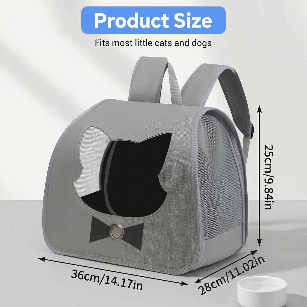 Qpets Foldable Pet Backpack Carrier with Breathable Mesh and Transparent Panels for Cats and Small Dogs