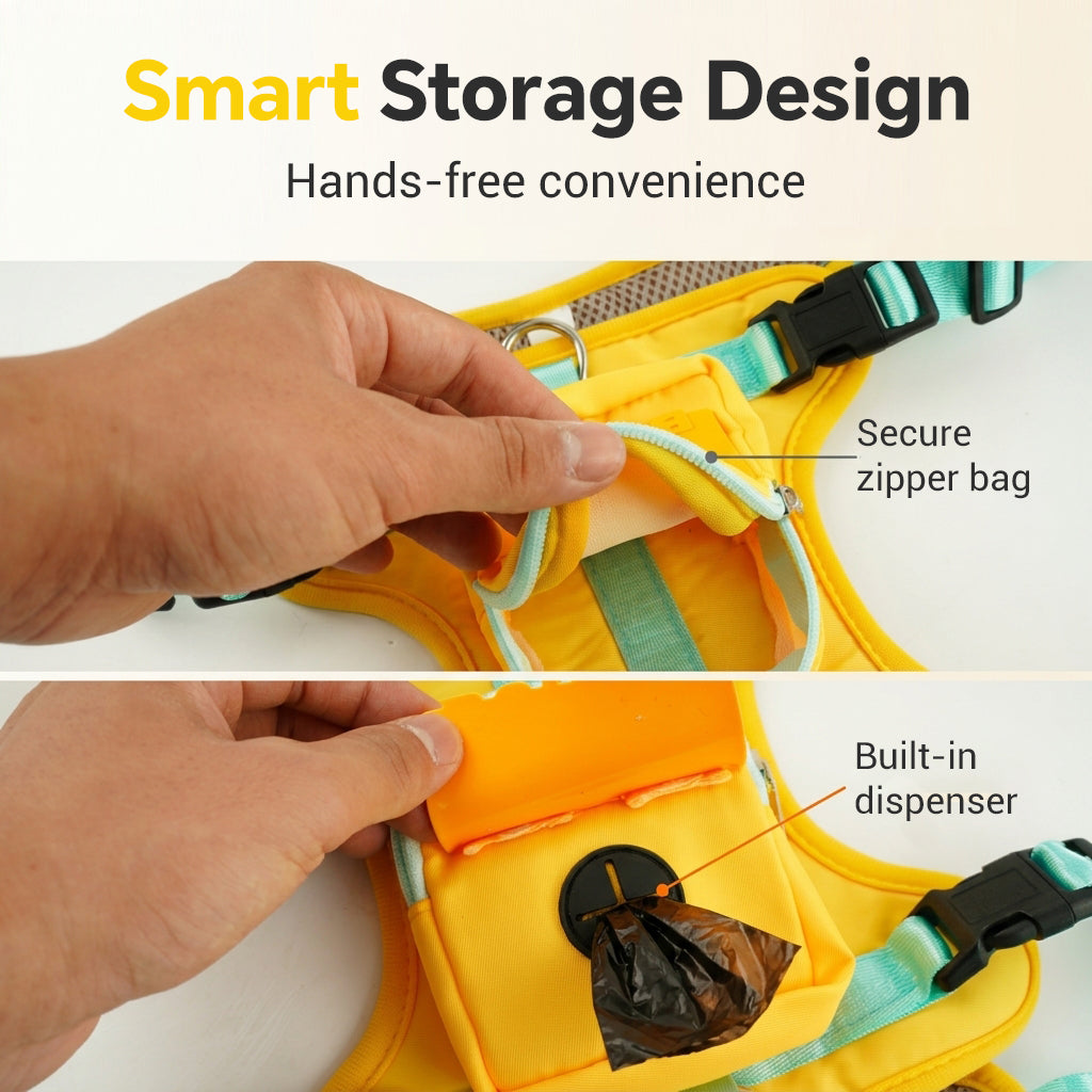 Qpets Dog Harness Backpack and Leash Set, XL, 60-75 cm Chest, Reflective Oxford Fabric