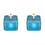Qpets® 2.2L Cat Water Fountain Auto Pet for Cats with LED Light Cute Floral Ultra Quiet Dog Dispenser Filter Green 2 PCS