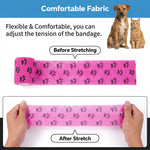 Qpets Paw Print Self-Adhesive Non-Woven Elastic Recovery Bandage Wrap for Cats and Dogs