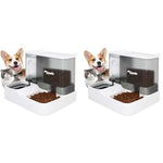 Qpets® Polypropylene 2 in 1 Automatic Food Feeder and Water Dispenser 3L Cat Food 1L Auto Dog for Pets Puppy Kittens 23 X 25 X 23 Cm 2 PCS