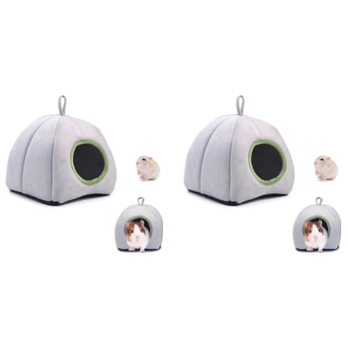 Qpets® Hamster Cage Soft Plush Bed Washable Accessories Small Pet Hideout for Chinchilla Hedgehog Grey 2PCS