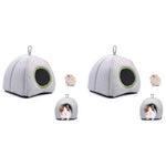 Qpets® Hamster Cage Soft Plush Bed Washable Accessories Small Pet Hideout for Chinchilla Hedgehog Grey 2PCS