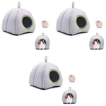Qpets® Hamster Cage Soft Plush Bed Washable Accessories Small Pet Hideout for Chinchilla Hedgehog Grey 3PCS