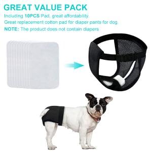 Qpets Female Dog Diapers for Puppy Training with 9 Absorbent Pads and Elastic Waist | Washable Mesh Fabric
