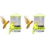 Qpets® Parrot Feeder for Cage Birds No Jam Transparent Food Container with Removable Perch Catch Tray 7.9x8.3x18.5cm Bird Box for Parakeets Cockatiels 2 PCS