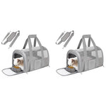 Qpets® Cat Carrier Breathable Mesh Pet Multifunctional Folding with Food Box Handle Shoulder Strap 43X30X28cm 2 PCS