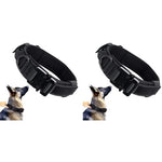 Qpets® Dogs Collar for Large Adjustable Nylon Tactical Belt with Strap Handle Training Quick Release Metal Buckle Medium Adult 43-52Cm Black 2PCS