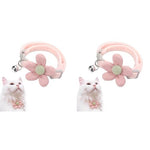 Qpets® Cat Collar Pet Cute Pink Flower with Bell Lovely Quick Release Adjustable Soft Plush Gift 2PCS