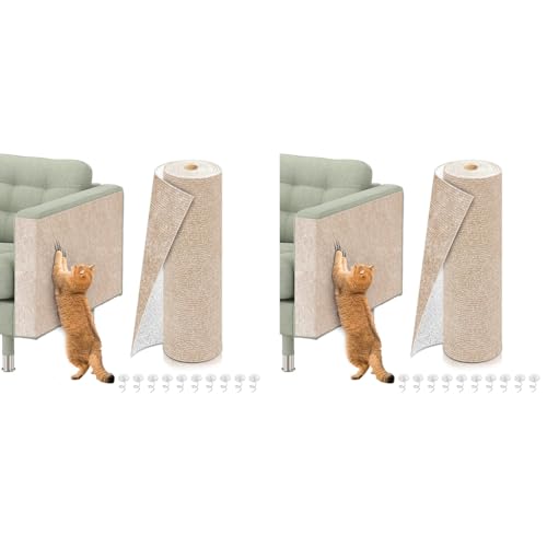 Qpets® Cat Scratch Pad Scratching for Cats Wall Scratcher Mat Cuttable Adhesive Pet for Cabinet Couch Floor 40x100cm 2PCS