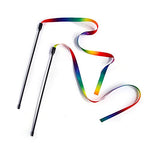 Qpets® Cat Rainbow Wand Toys Interactive Toy Colorful Ribbon Charmer for Kittens Games and Playing Pet 4PCS