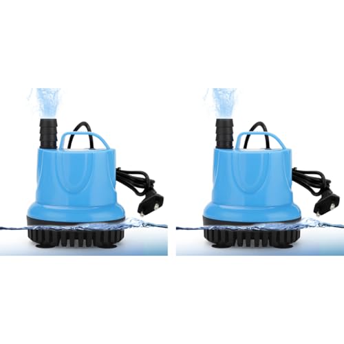 Qpets® 1800L/H Submersible Water Fountain Pump Mini 25W Aquarium Air for Pond Power Large Circulation with Suction Cup Bottom Fish Garden 2 PCS