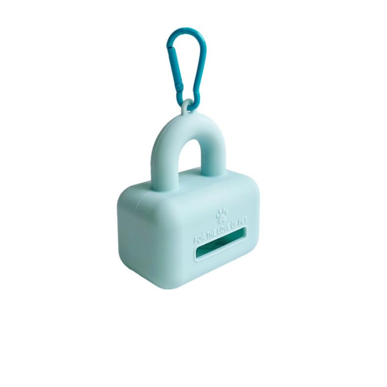 Qpets® Dog Poop Bag Holder,1 PCS Silicone Pet Waste Bag Dispenser with Metal Hook Fits Any Leash for Pet Dog-Blue