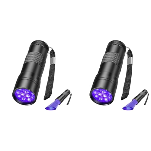 Qpets® UV Light Torch 12 LED UV Portable Flashlight Jade Appraisal Light Detector Lamp, Also Used for Leak, Pet Urine, Bed Bug, Scorpion, Hotel Inspection 2 PCS