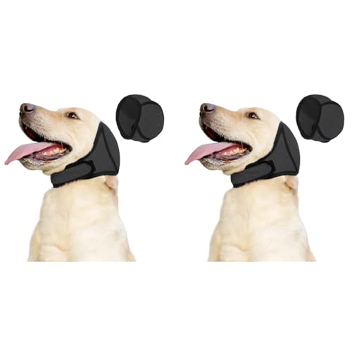 Qpets® Dog Ear Protectors Calming Cover Muff Adjustable Chin Strap Anxiety Relief Headwear Noise Reduction Protective for Eating Swimming Therapy M 2PCS