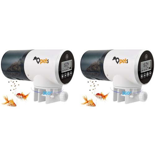 Qpets® Automatic Fish Feeder Timer Turtle Food Tank Accessories Aquarium Plastic Auto for Marine Aquariums Pond 11 Cm X 5 Cm X 15 2 PCS