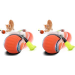 Qpets® Electric Automatic Rolling Cat Ball Toy 2-Speed Modes Teasing Tail Bell Charm Interactive Self Play Chasing Silicone for Indoor Cats USB Rechargeable 2 PCS