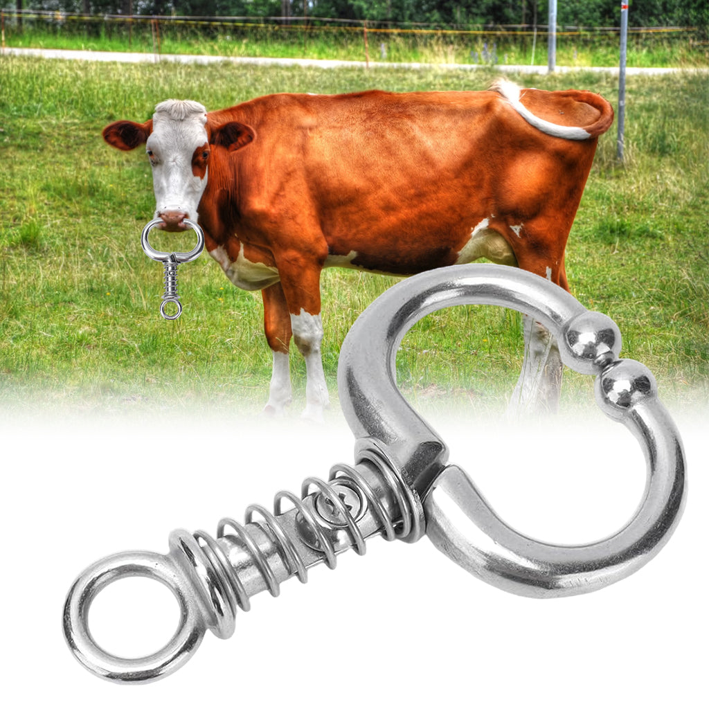 Qpets® Cattle Nose Ring No-piercing Bull Nose Ring Clip-on Cattle Nose Ring Stainless Steel Detachable Cattle Cows Nose Ring