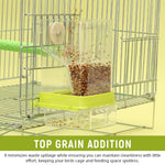 Qpets® Parrot Feeder, Bird Feeder for Cage, Transparent Bird Food Box No Jam Automatic Food Feeder with Perch & Bottom Removable Catching Tray - 7.9x8.3x18.5CM