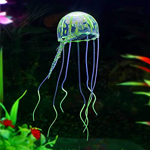Qpets® 6PCS Fluorescence Jellyfish Ornament Decoration for Aquarium Fish Tank Artificial Silicone Decor Floating Accessories