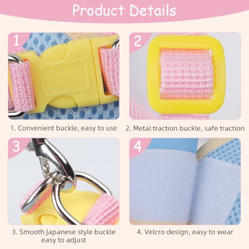 Qpets® Cat Vest Harness with 1.5m Leash Cute Flower Belt Breathable Mesh Quick Release Buckle 360 Swivel Hook Design for Outdoor Walking Travel M Bust 35-40cm 2PCS