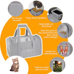 Qpets® Cat Carrier Breathable Mesh Pet Multifunctional Folding with Food Box Handle Shoulder Strap 43X30X28cm 2 PCS