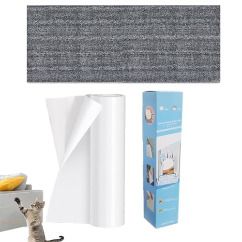 Qpets® Cat Scratch Pad & Cut-to-Fit Cat Scratcher Combo, Self-Adhesive Mat with Transparent Anti-Scratch Tape, Protects Sofa, Couch, Wall, Floor, Furniture, DIY Fit, No Odor, 30x100/300CM