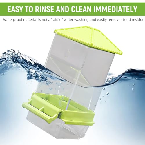 Qpets® Parrot Feeder for Cage Birds No Jam Transparent Food Container with Removable Perch Catch Tray 7.9x8.3x18.5cm Bird Box for Parakeets Cockatiels 2 PCS