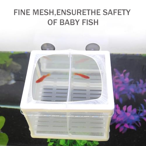 Qpets® Fish Breeding Box Isolation for Betta with Suction Cups Divider Small Aquarium Tank Nylon Mesh DIY Assembling Fry Hatchery Net Breeder 16x14x15CM 3 PCS