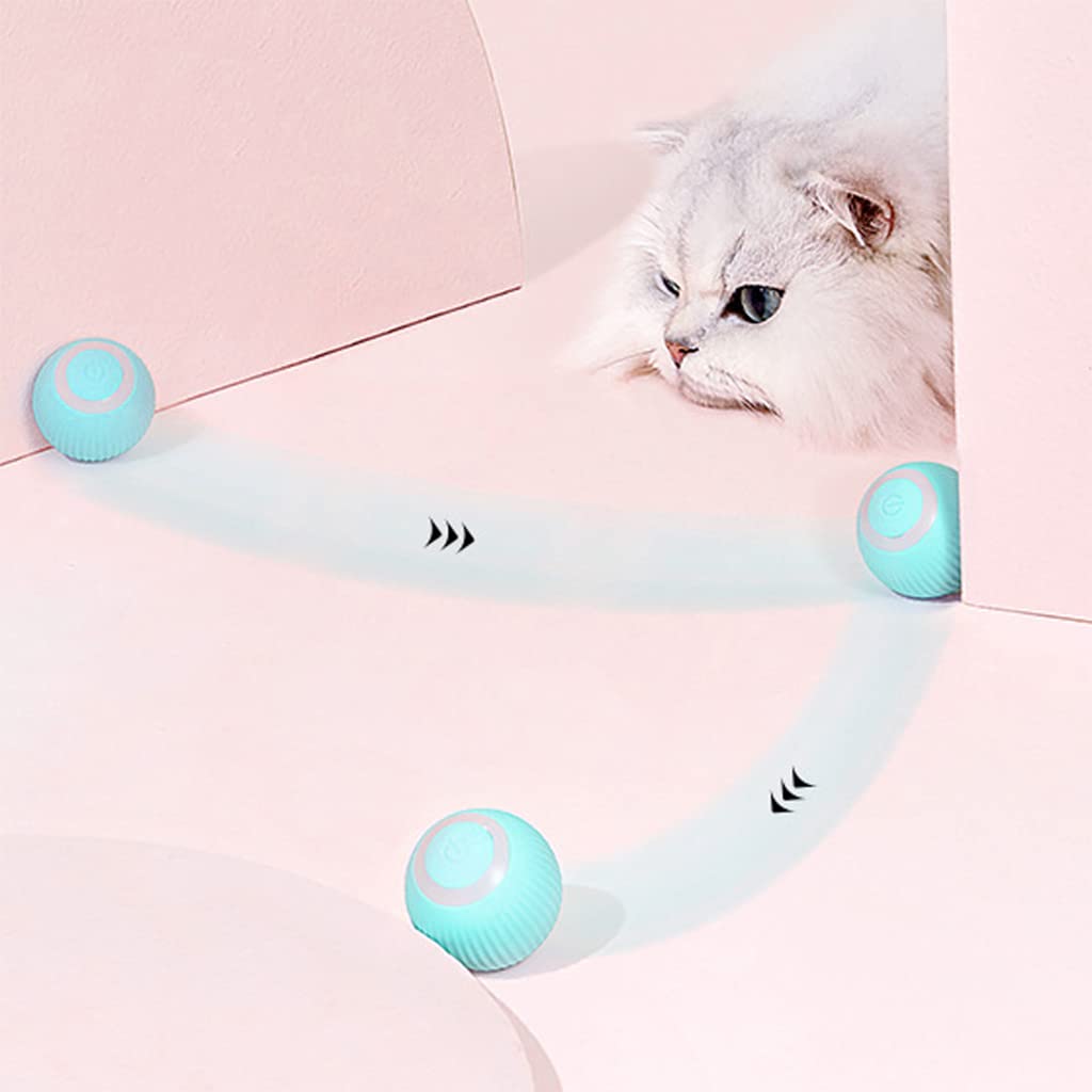 Smart LED 360° Rotating Cat Toy Ball, Interactive Cat Toys Rechargeable Rotating Ball with LED, Cat Chasing Toy Automatic Rotating Smart Obstacle Avoiding Cat Chasing Toy