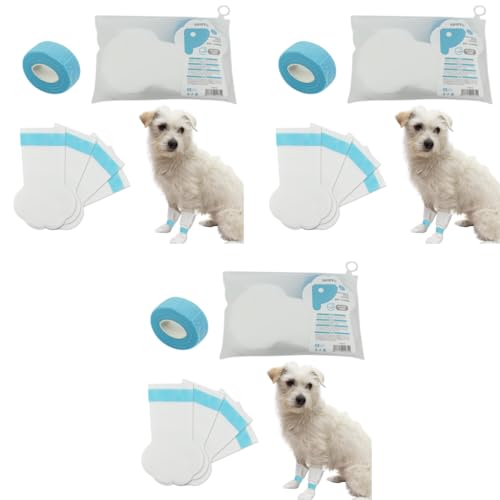 Qpets® 60PCS Pet Walking Shoes Water Resistant Lining Design Eco Non-Woven Dog Boots Easy-tie Bandage Palm Sleeve Cover for Outdoor Medium Large Dogs Size L