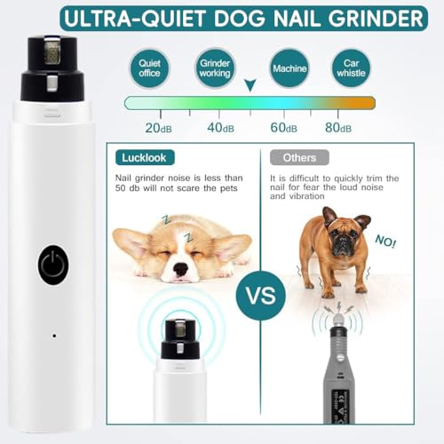 Qpets® Dog Nail Trimmer With LED Light Diamond Grinding Bit Rechargeable 2-Speed Electric Pet Grinder For Dogs Cats Noiseless Portable USB Powered Safe Efficient Cutter 2 PCS