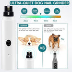 Qpets® Dog Nail Trimmer With LED Light Diamond Grinding Bit Rechargeable 2-Speed Electric Pet Grinder For Dogs Cats Noiseless Portable USB Powered Safe Efficient Cutter 2 PCS