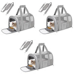 Qpets® Cat Carrier Bag Breathable Mesh Pet Multifunctional Folding with Food Box Handle Shoulder Strap 43X30X28cm 3 PCS