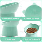 Qpets® Elevated Cat Bowl, Ergonomic Tilted Design, Anti-Slip, Durable PP Material, Easy Clean Feeding Bowl with Spoon, Prevents Whisker Fatigue & Vomiting, Ideal for Cats & Kittens