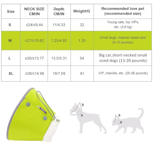 Qpets® Cat Cone Collar Adjustable Drawstring Polyester Cones After Surgery Pet Dog Recovery Comfy Protective Soft Head Neck for Cats 1.5-3Kg M 2PCS
